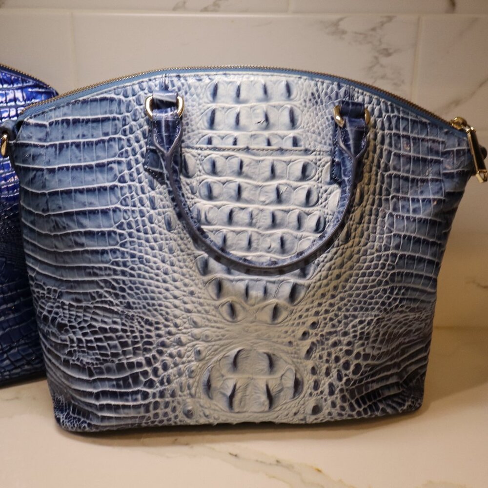 Brahmin Bell Bottom Blue Melbourne Large Duxbury Satchel - Picture 6 of 11